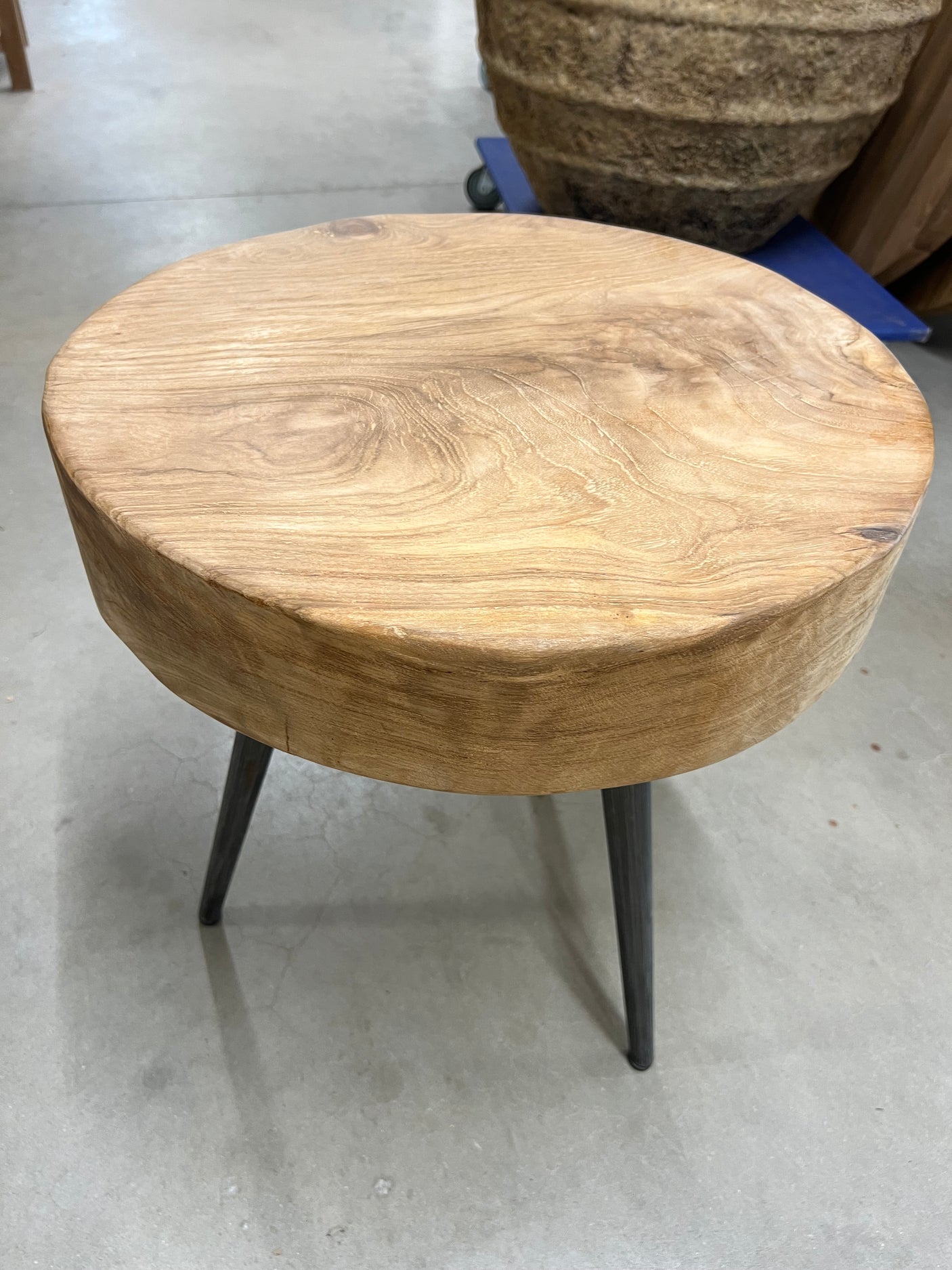 Teak salontafel stalen poot 50cm diameter - 50x50x55cm