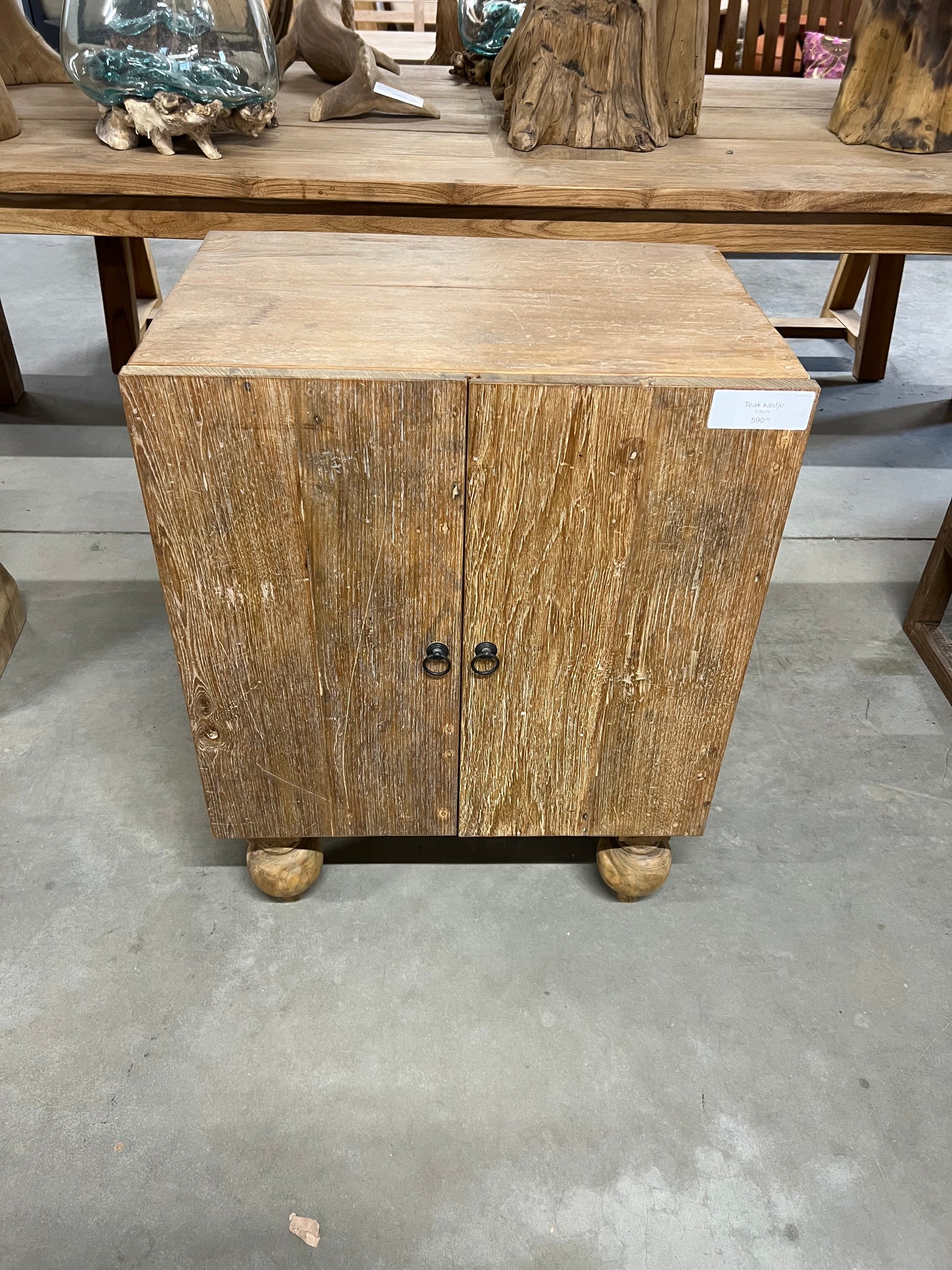 Teak kastje 2 deurs - 60x41x80cm