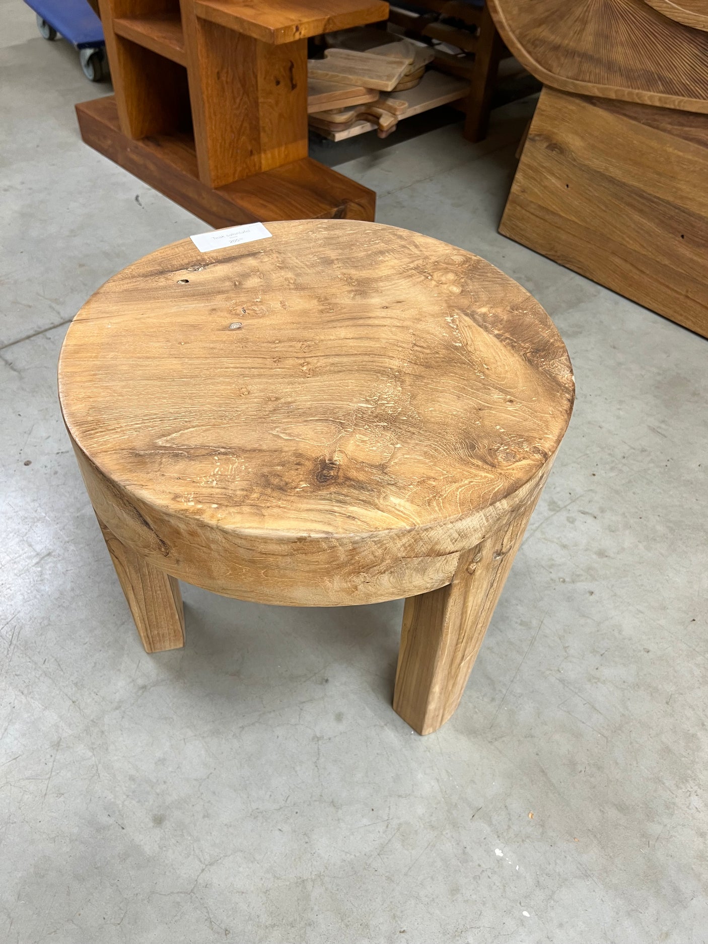 Teak salontafel houten poot 50cm diameter - 50x50x46cm