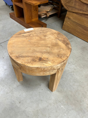 Teak salontafel houten poot 50cm diameter - 50x50x46cm
