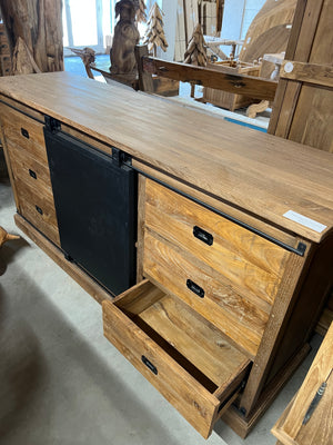 Teak dressoir oud hout met staal - 180x50x90cm
