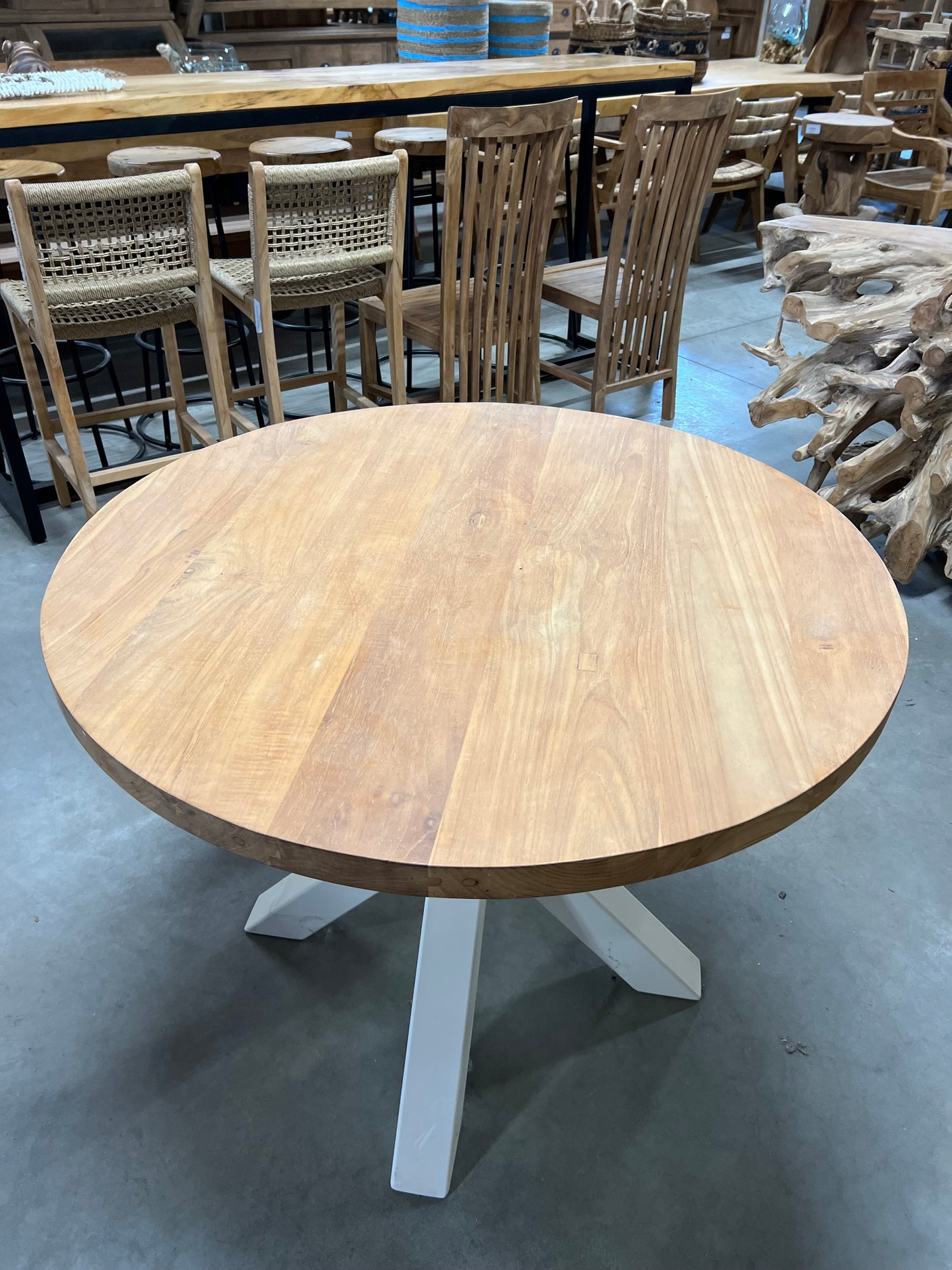 Teak tafel rond 100cm diameter - 100x100x77cm