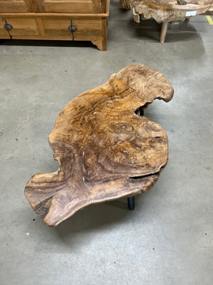 Teak wortel salontafel stalen poot - 105x60x40cm