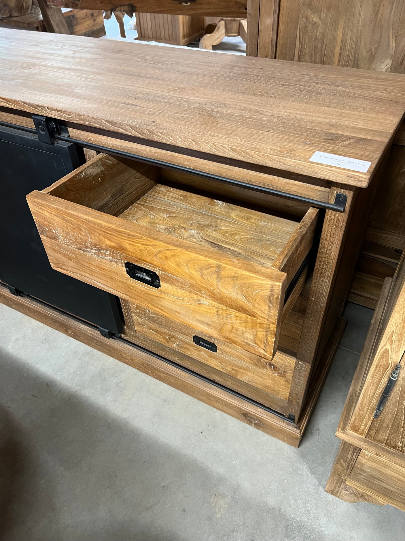 Teak dressoir oud hout met staal - 180x50x90cm