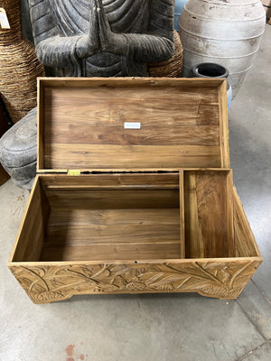 Teak kist flower L - 100x50x50cm