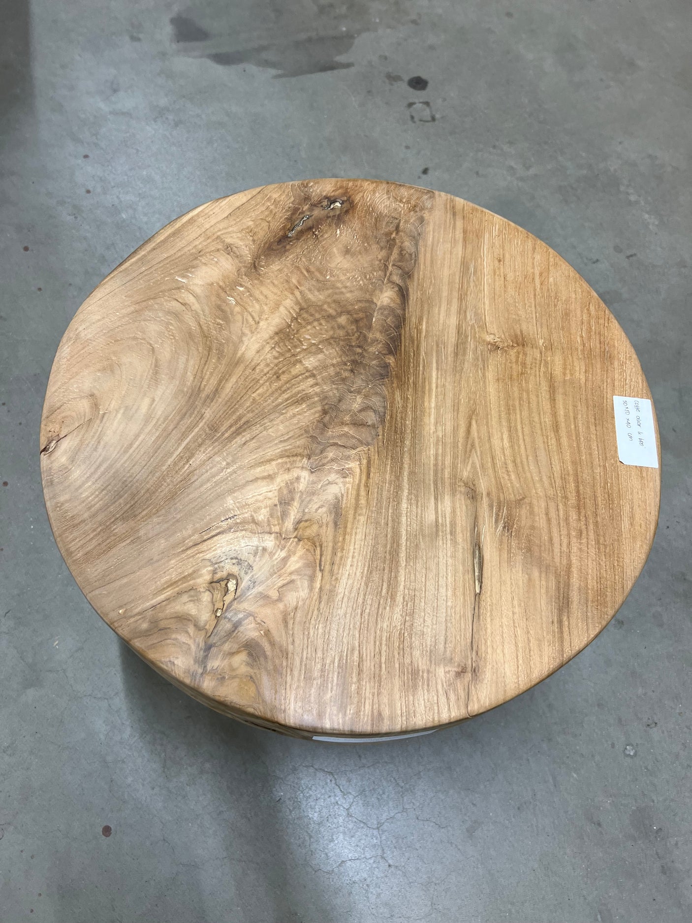 Teak salontafel stalen poot 50cm diameter - 50x50x40cm