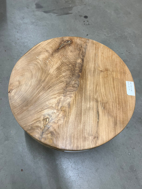 Teak salontafel stalen poot 50cm diameter - 50x50x40cm
