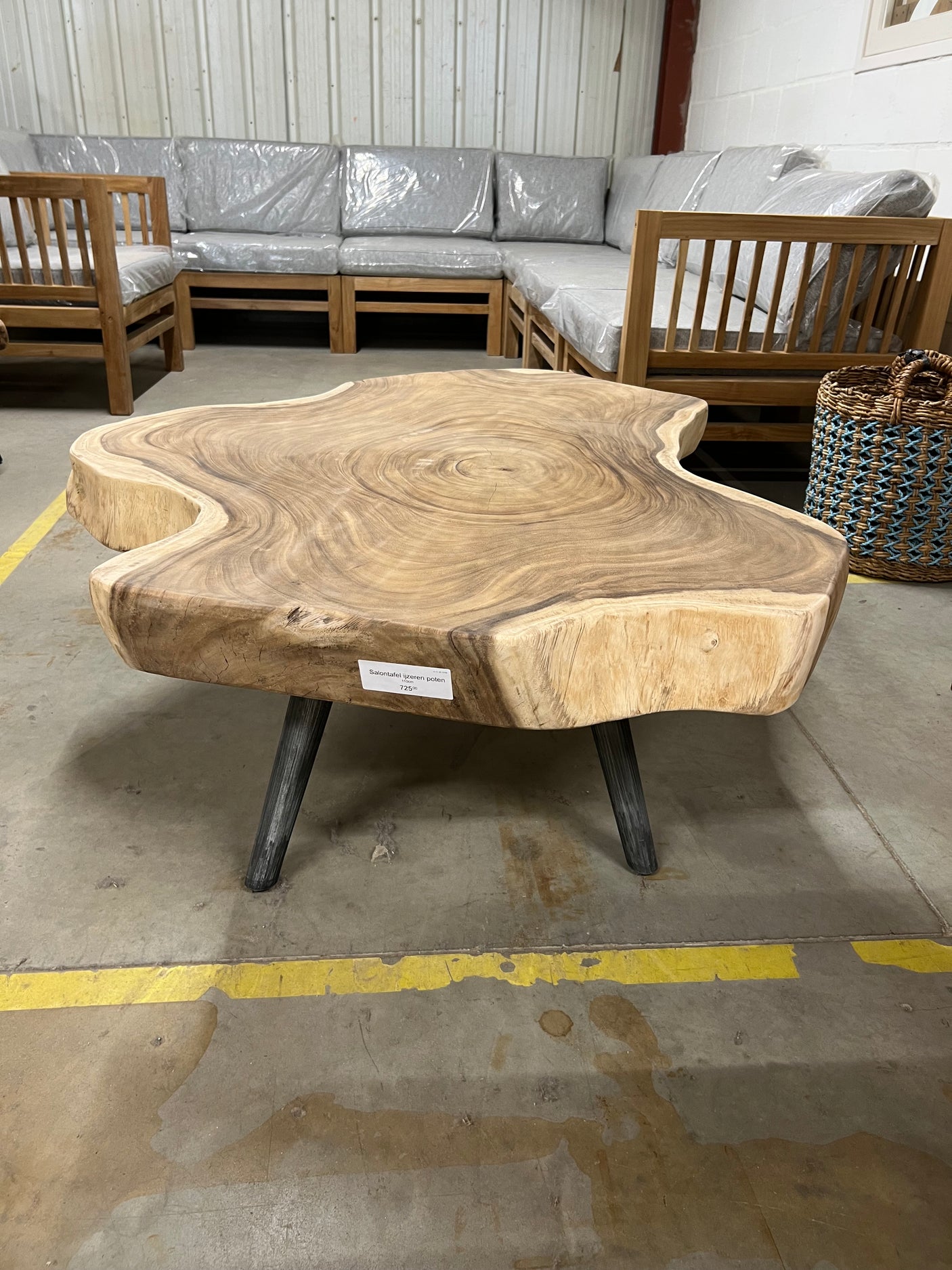 Salontafel ijzeren poot 123cm diameter - 123x123x41cm