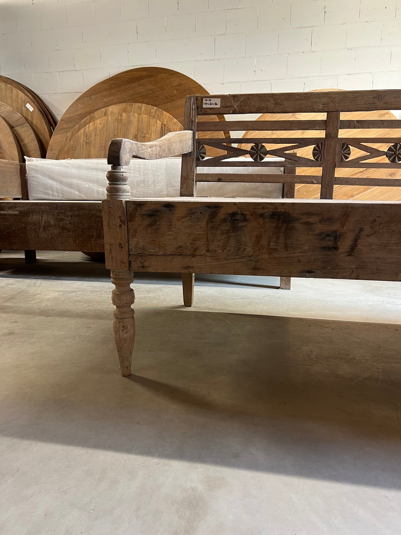 Teak lounge stationsbank antiek - 177x81x96cm