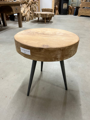 Teak salontafel stalen poot 50cm diameter - 50x50x55cm