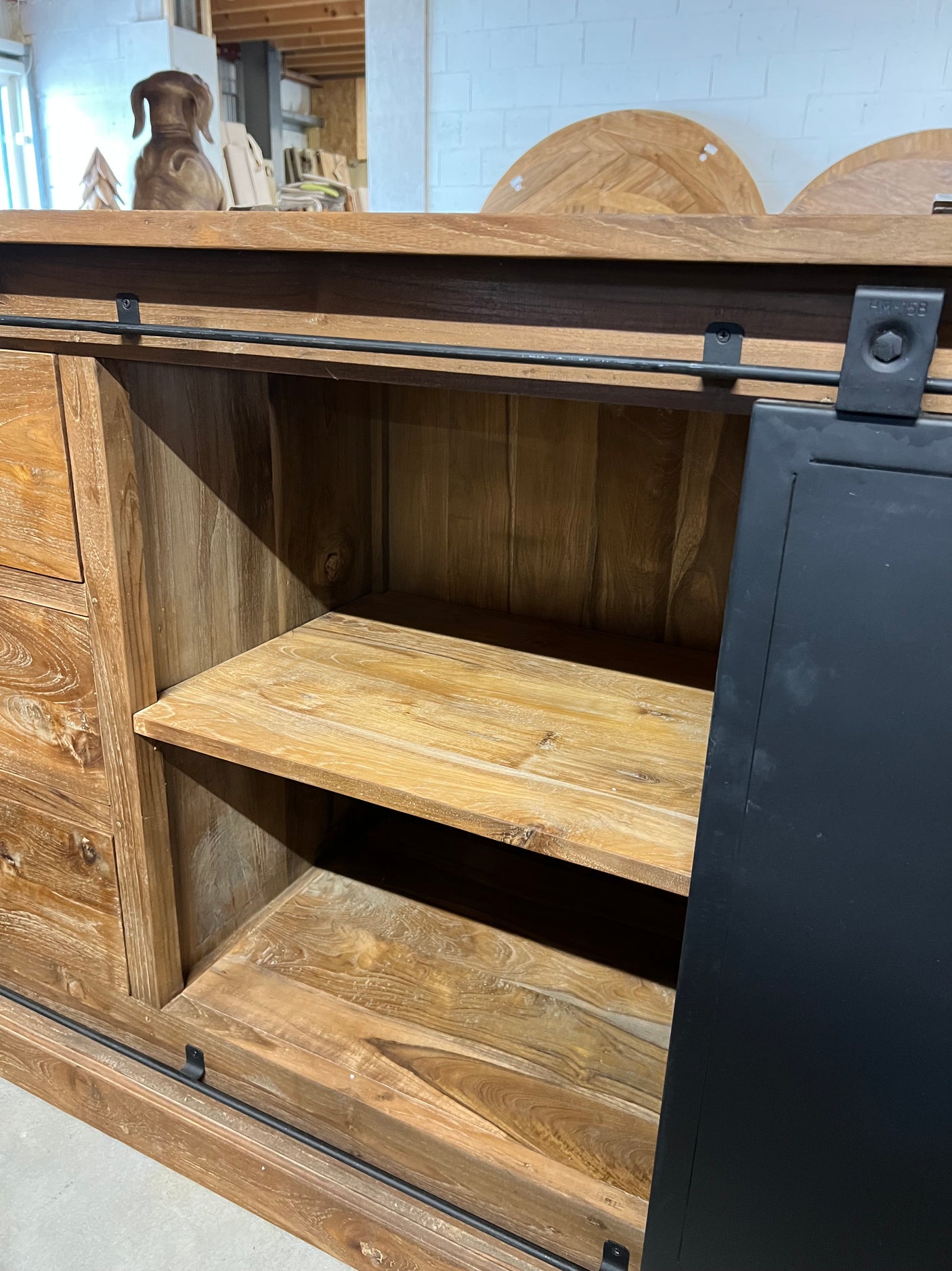 Teak dressoir oud hout met staal - 180x50x90cm