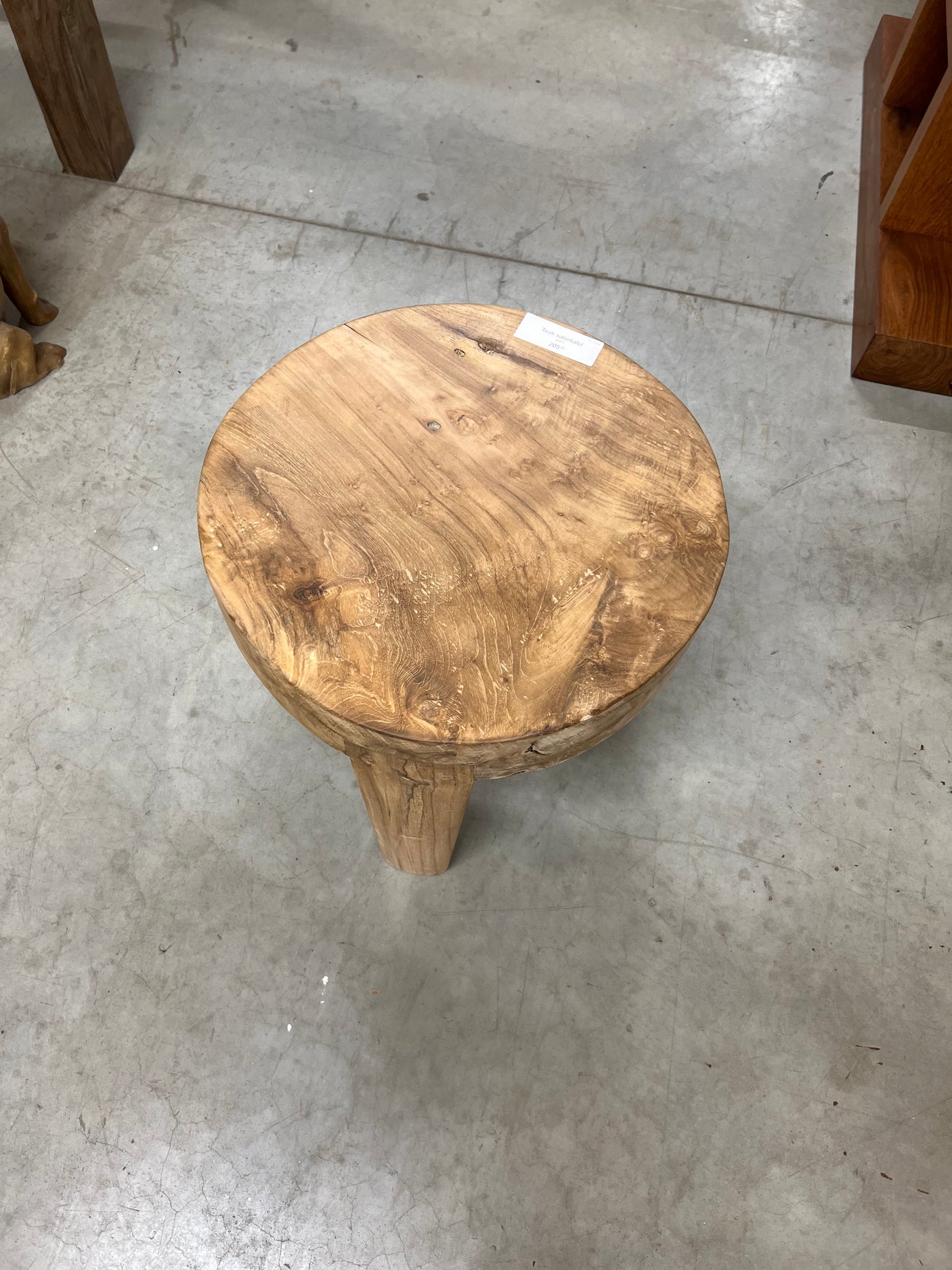 Teak salontafel houten poot 50cm diameter - 50x50x46cm