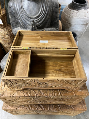 Teak kist flower S - 60x30x29cm