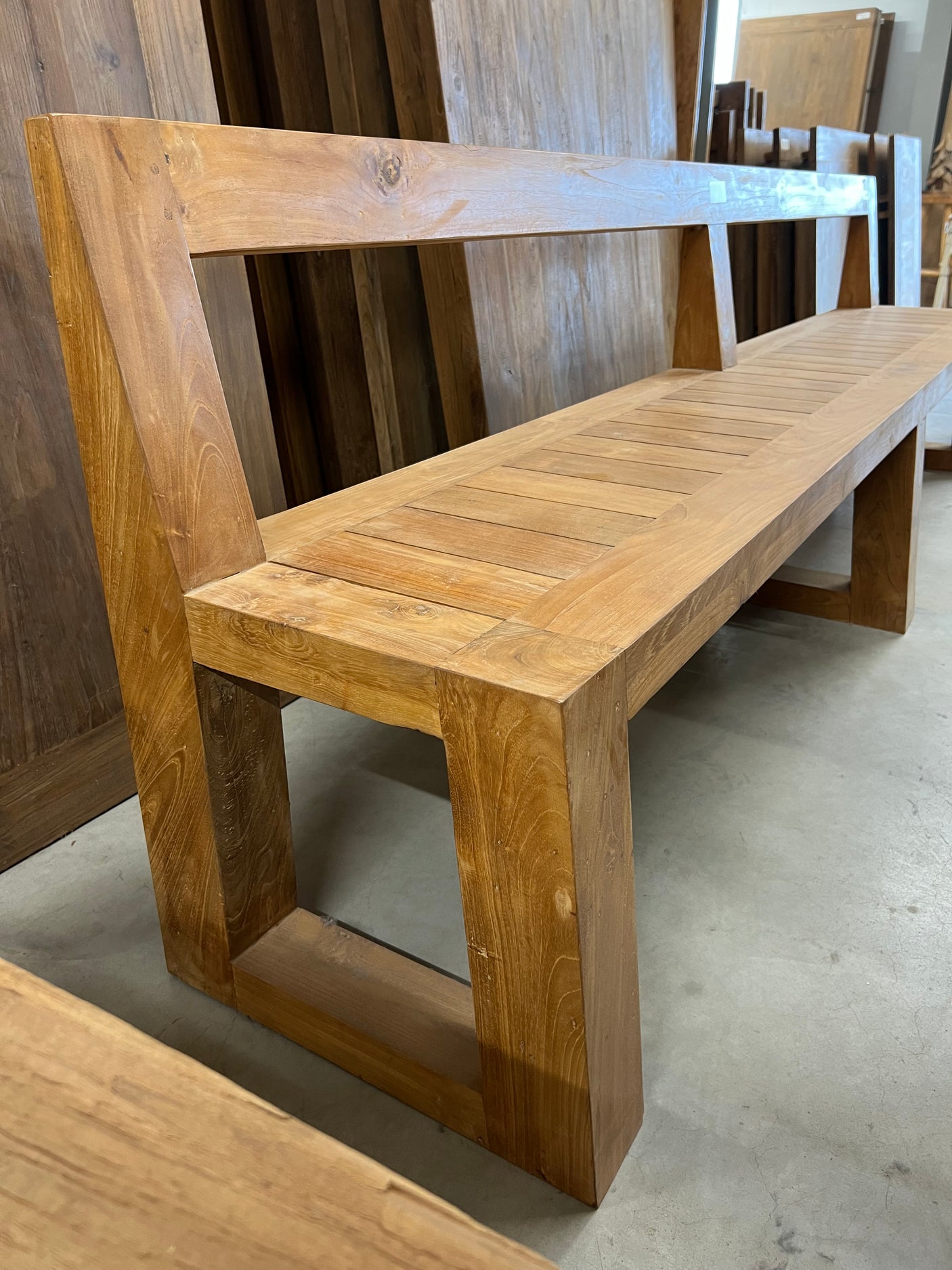 Teak bank met rugleuning - 280x45x80cm
