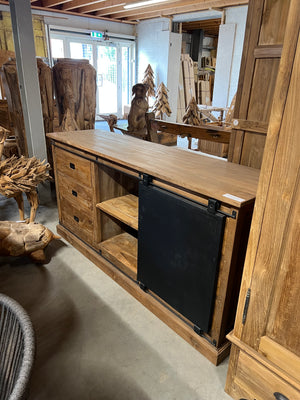 Teak dressoir oud hout met staal - 180x50x90cm