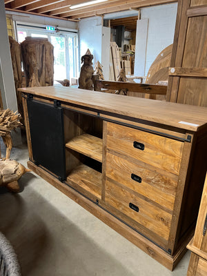 Teak dressoir oud hout met staal - 180x50x90cm