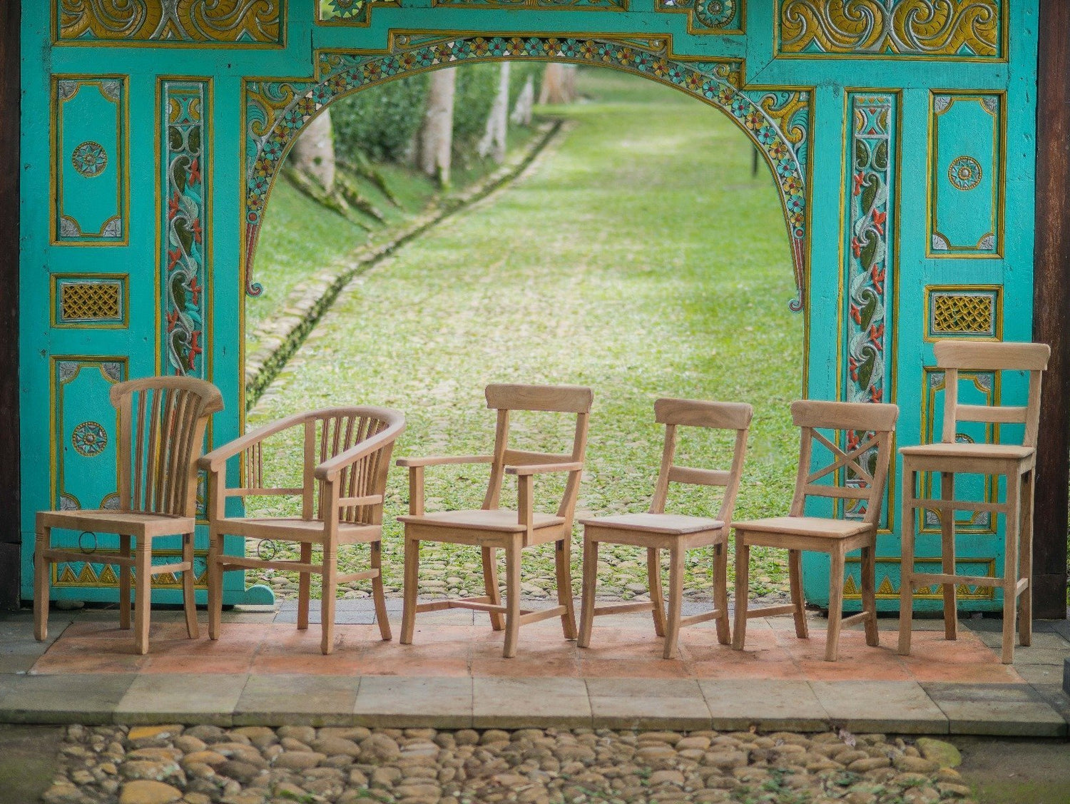 Teak barkruk Mariotto - Souren Meubels