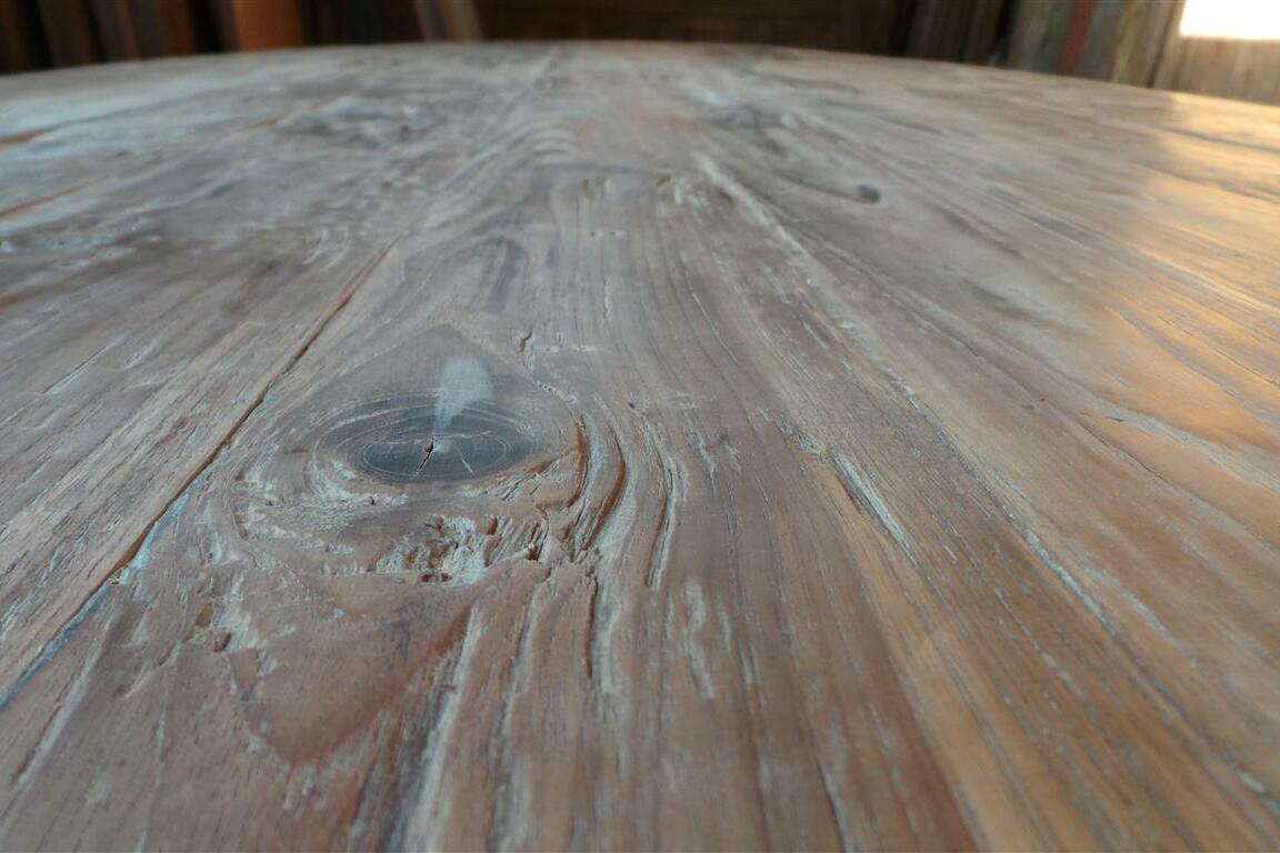 Ovale teak tafel 240x120cm oud hout - Souren Meubels