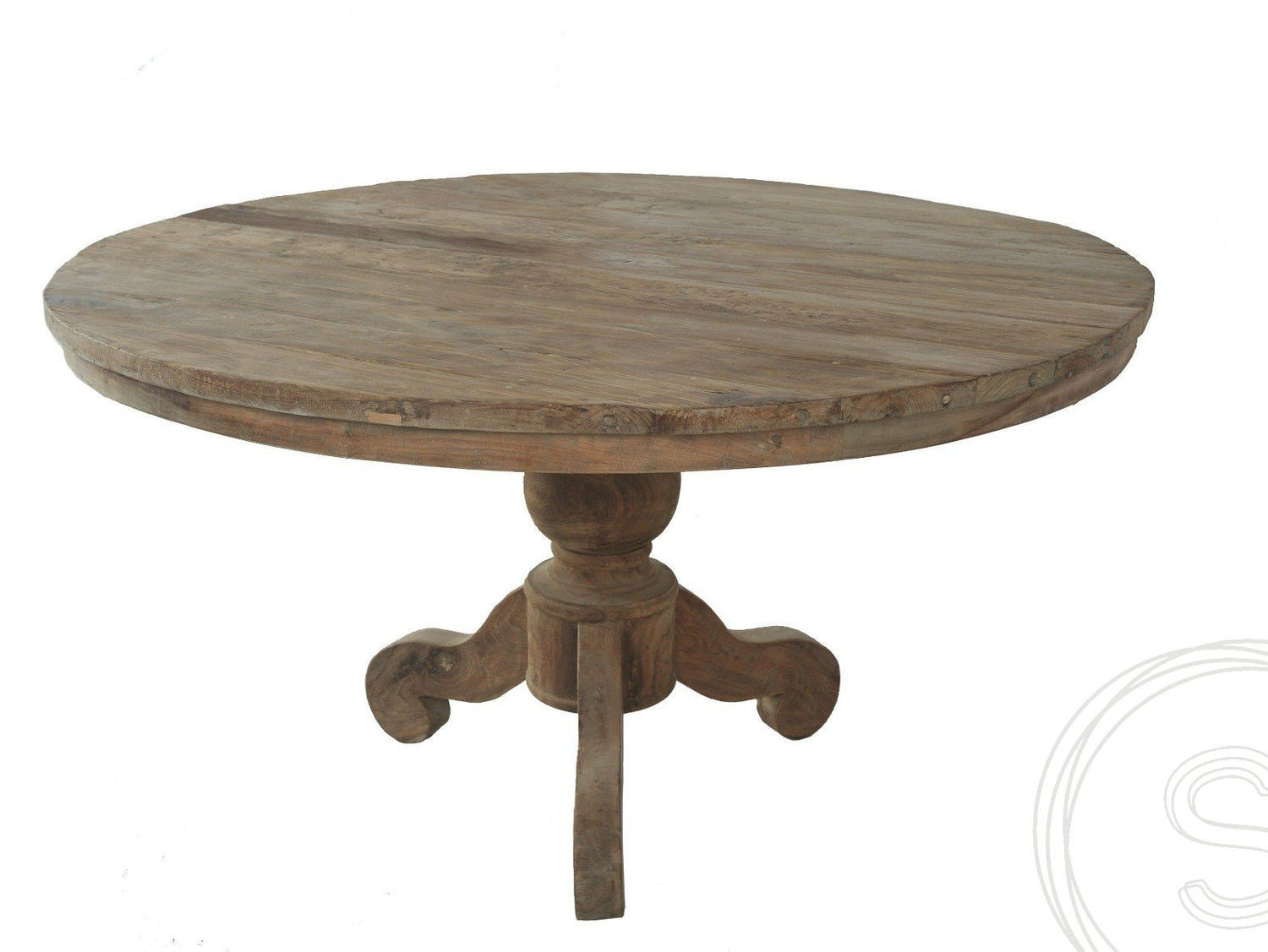 Teak tafel rond 140cm oud hout