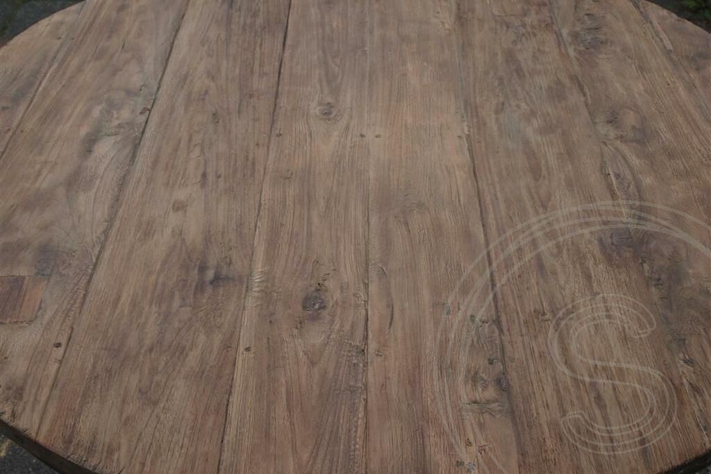 Teak tafel rond 180cm oud hout