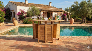 Opklapbare teak bar