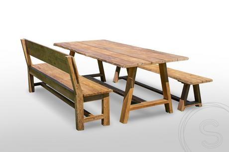 Teak tuintafel Java 220 x 100 + Teak tuinbank Java 220 + Teak bank 200 Sandaran
