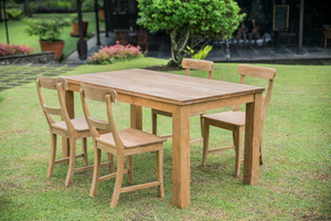 Teak tafel 160x90 + 4 stoelen