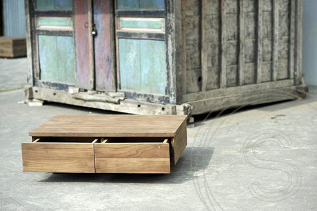 Teak blok salontafel 110x70cm