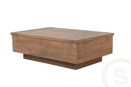 Teak blok salontafel 110x70 oud hout