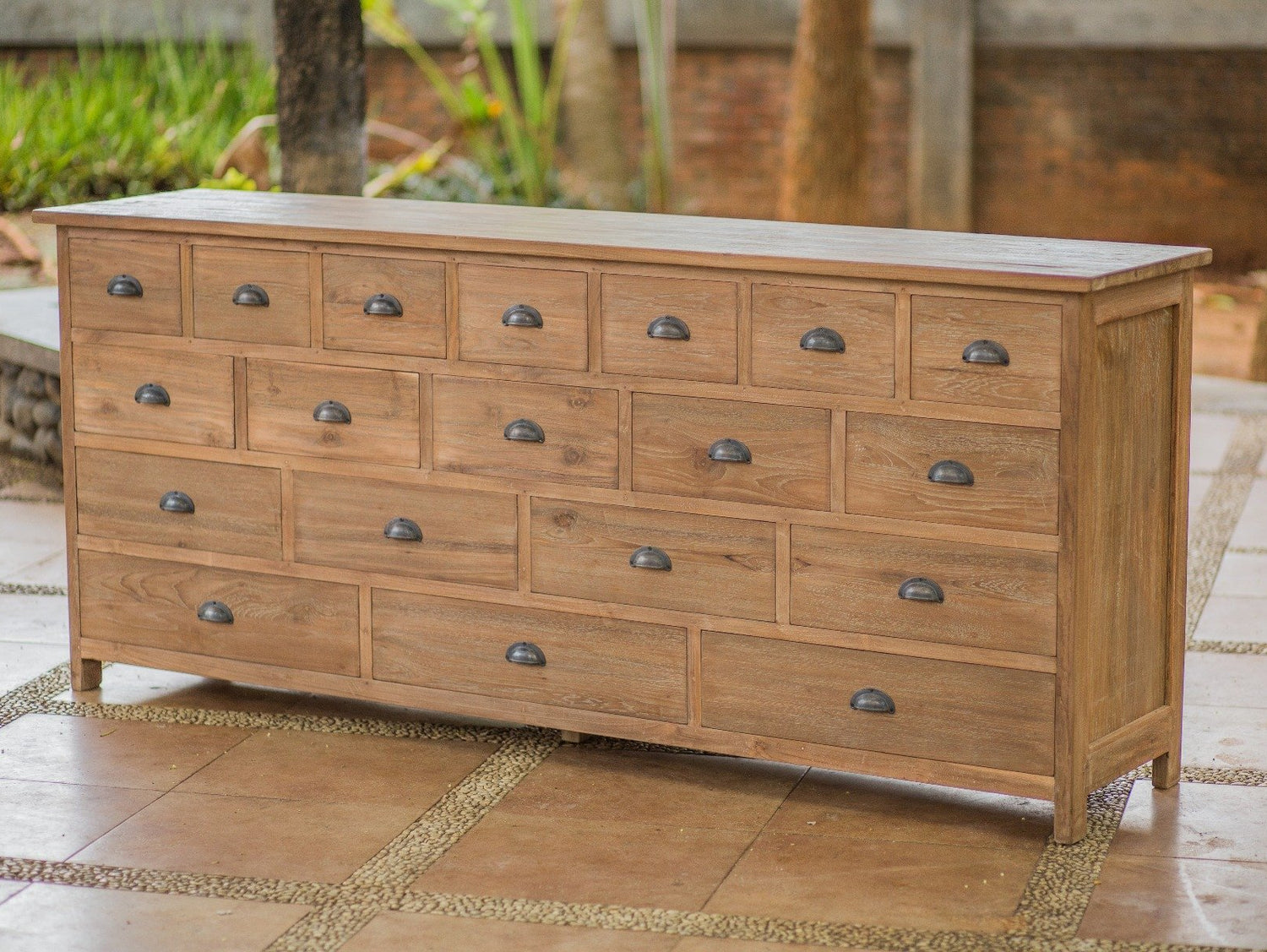 Teak dressoir 19 lades oud hout - Souren Meubels