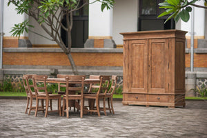Teak tafel rond 180cm oud hout