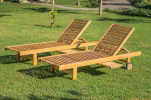 Teak ligbed met wielen