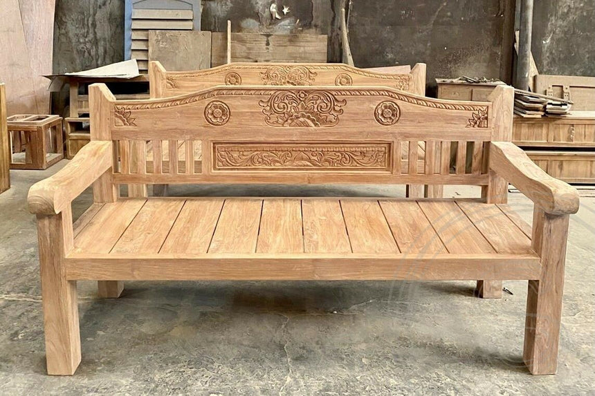 Teak loungebank carving 200cm