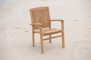 Teak tuintafel 400x100cm + 12 stapelstoelen