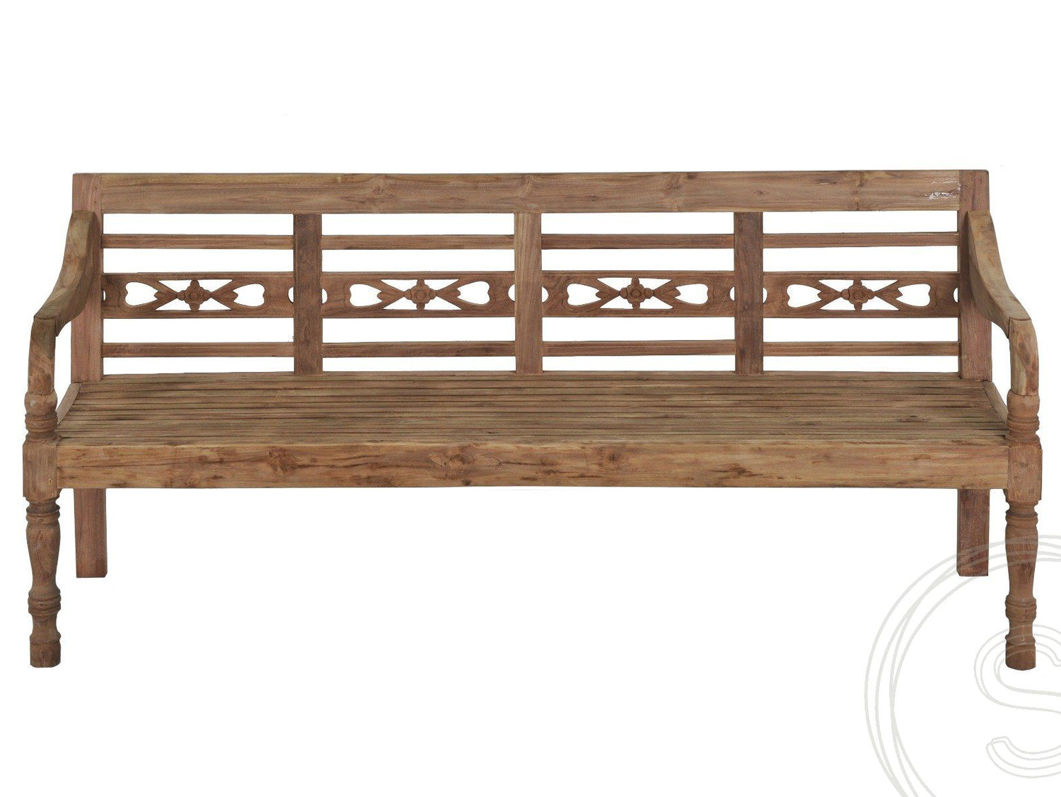 Teak stationsbank 4-zits