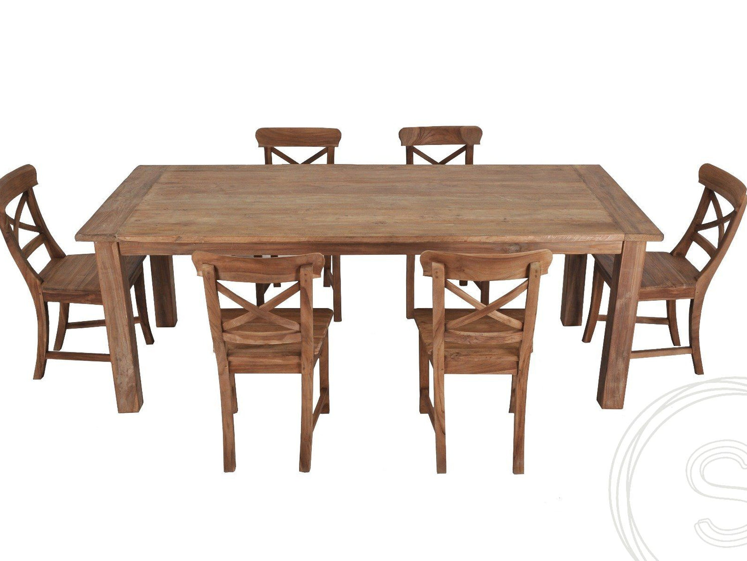 Teak tafel 200 x 100 oud hout - Souren Meubels