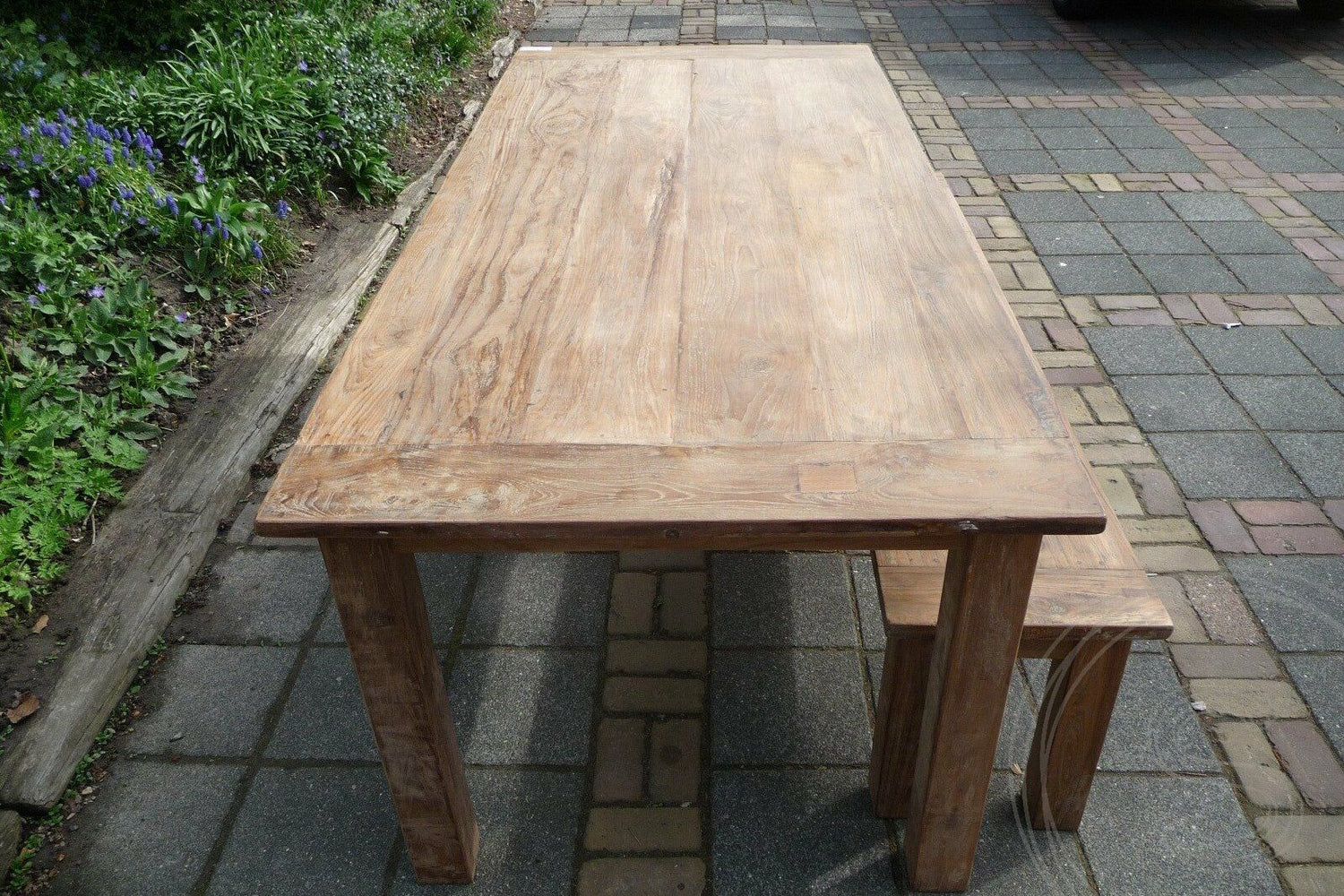 Teak tafel 220 x 100 oud hout - Souren Meubels