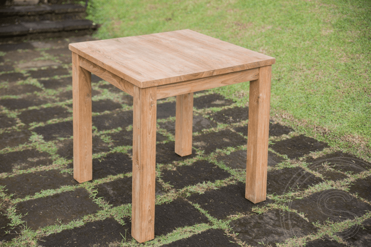 Teak tafel 80x80 + 4 stoelen