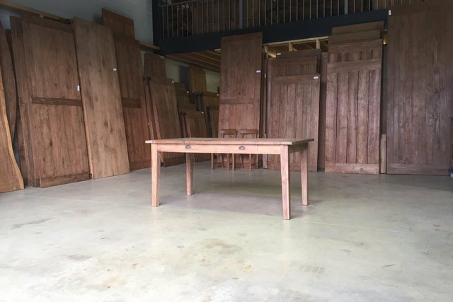 teak tafel met lades 200x100cm oud hout