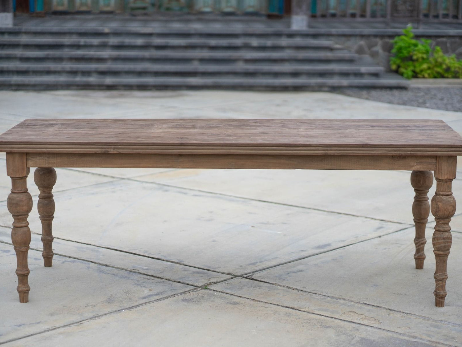 Tafel anteak 220x90cm gedraaide poten