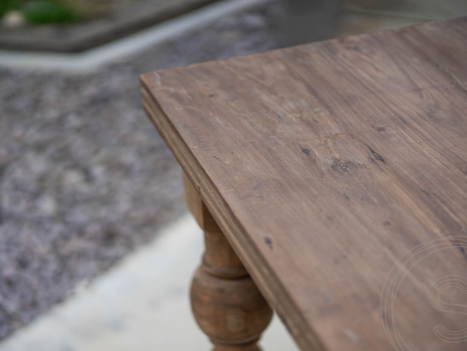 Tafel anteak 220x90cm gedraaide poten