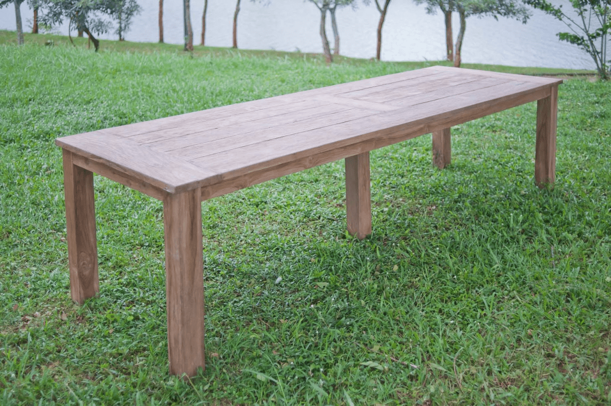 Teak tuintafel 300x100cm + 10 beaufort stoelen