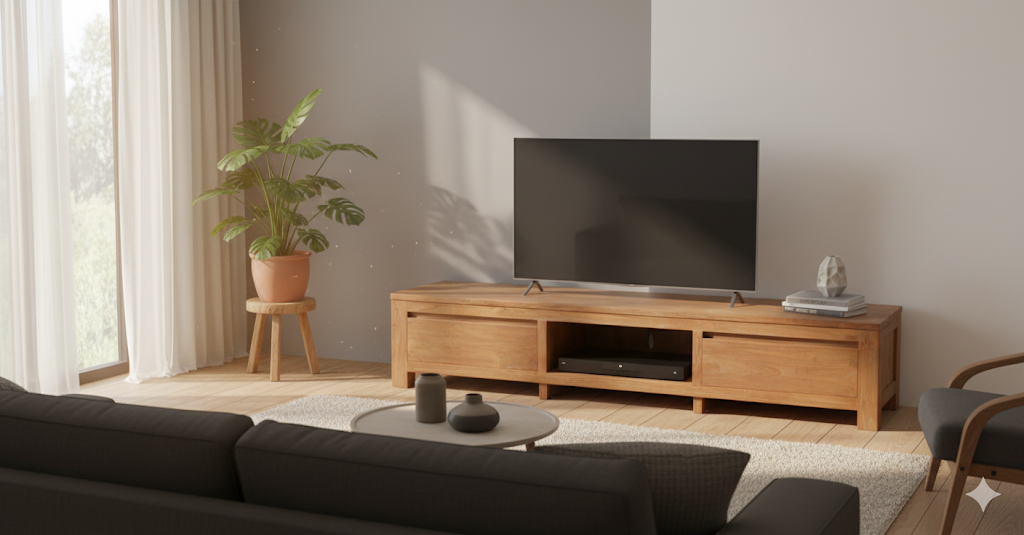 Teak tv-meubel oud hout 200cm 2 lades