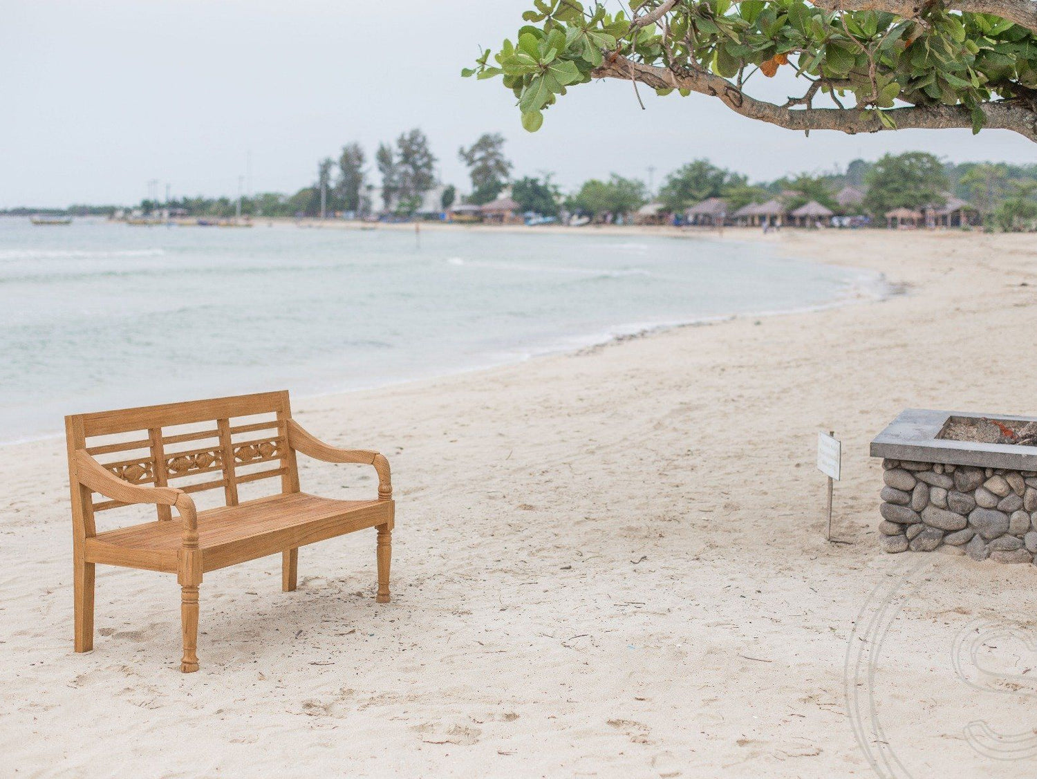 Teak vissenbank 3-zits