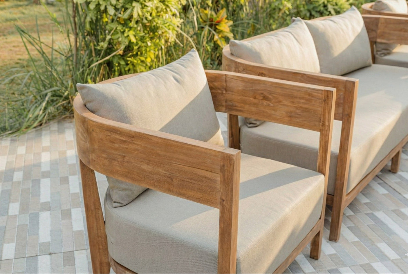 Teak loungebank Lura 188 cm – Met Sunproof kussens
