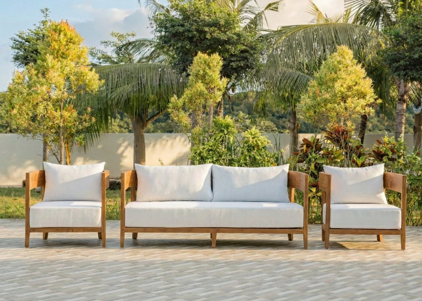 Teak loungebank Lura 188 cm – Met Sunproof kussens