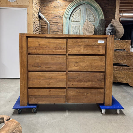 Teak ladekast met 8 lades 140 × 110 × 50 cm
