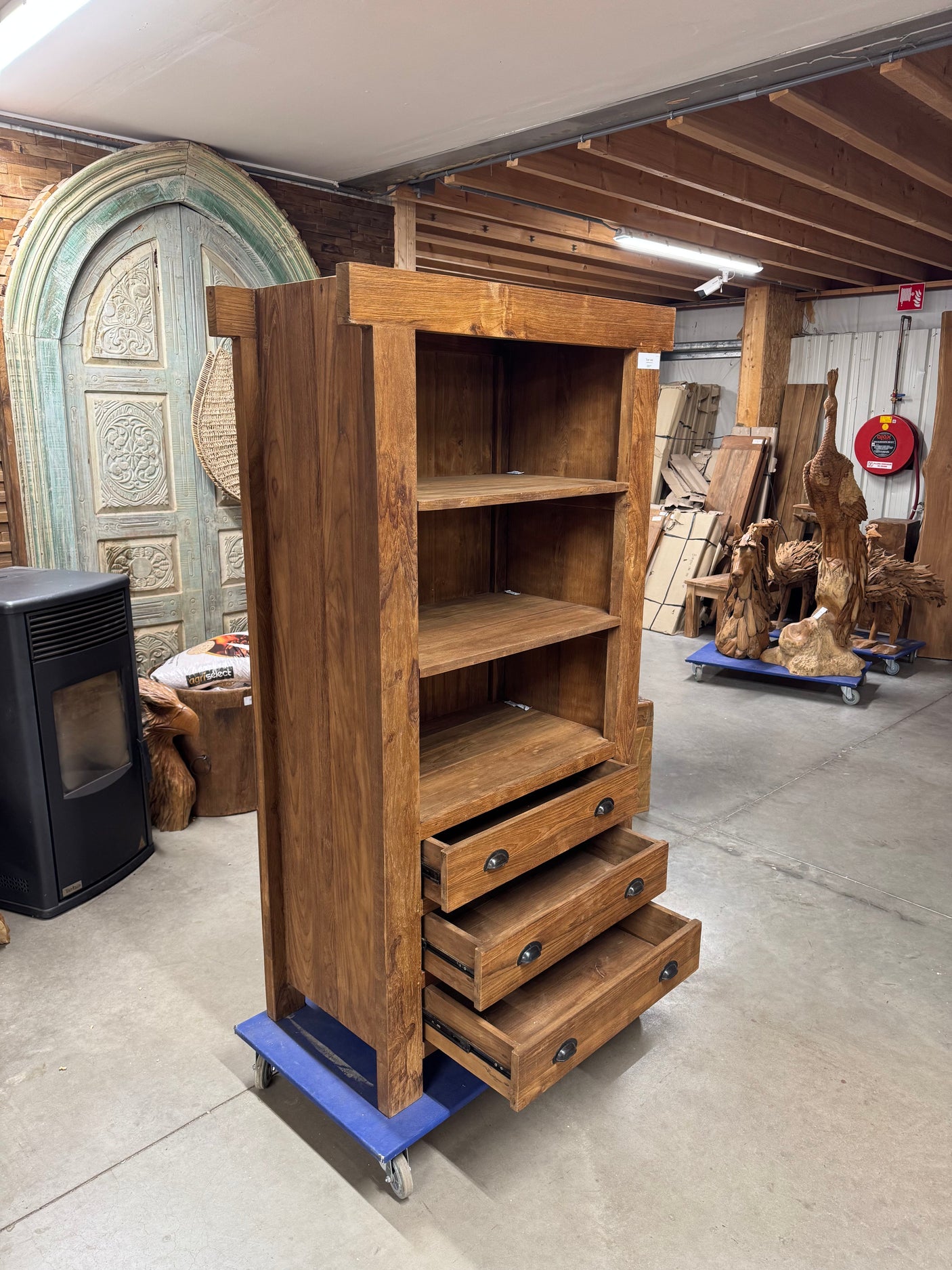 Teak kast met legplanken 180 × 90 × 50 cm