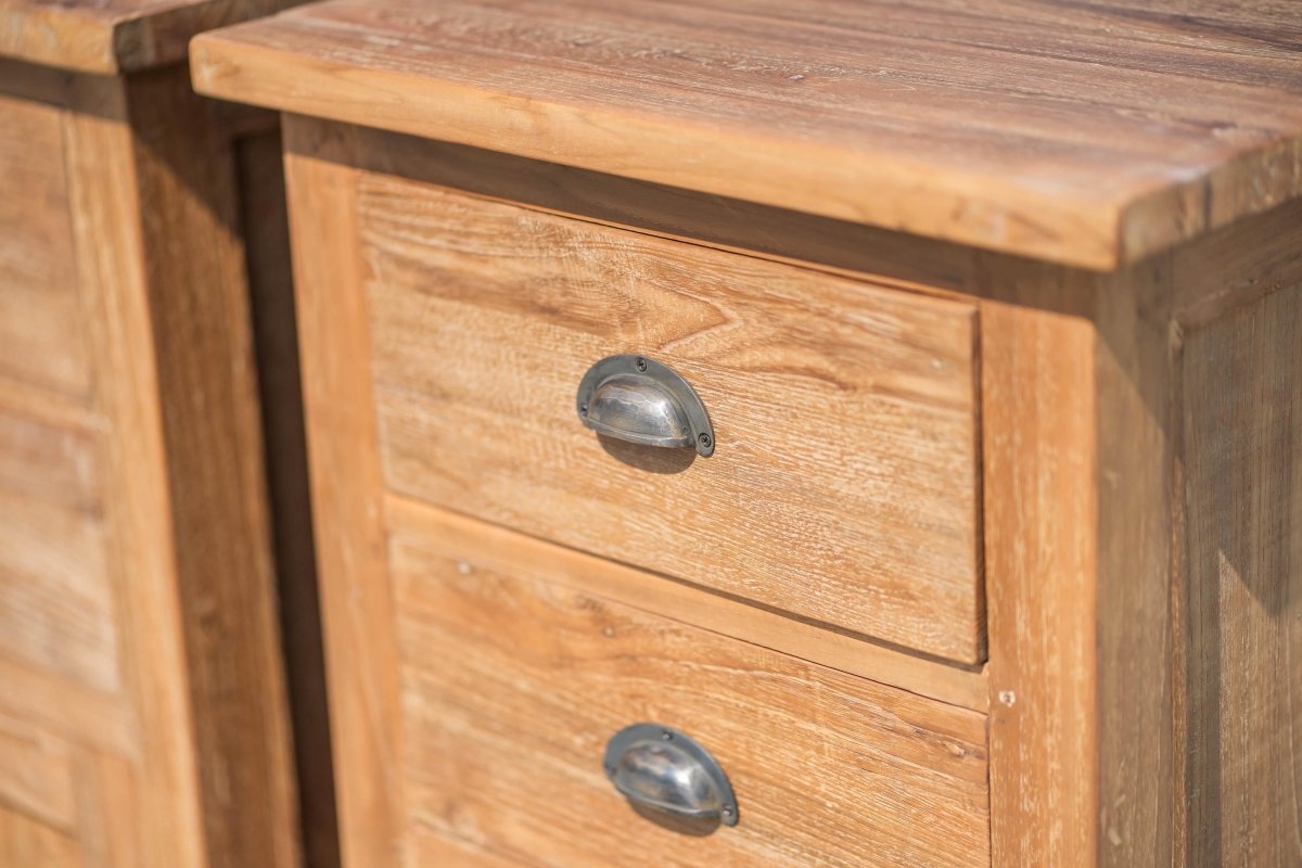 Teak kastje met laden en deur 50x45x120 cm