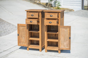 Teak kastje met laden en deur 50x45x120 cm